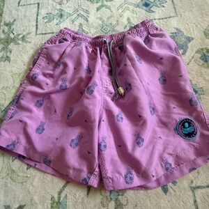 Men's Purple Pineapple Print Swim Trunks